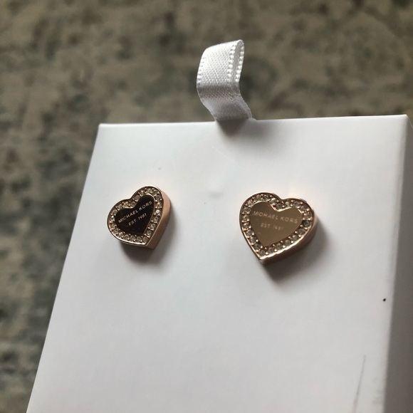 Michael Kors Crystal Heart Shaped Logo Studs - Picture 4 of 7